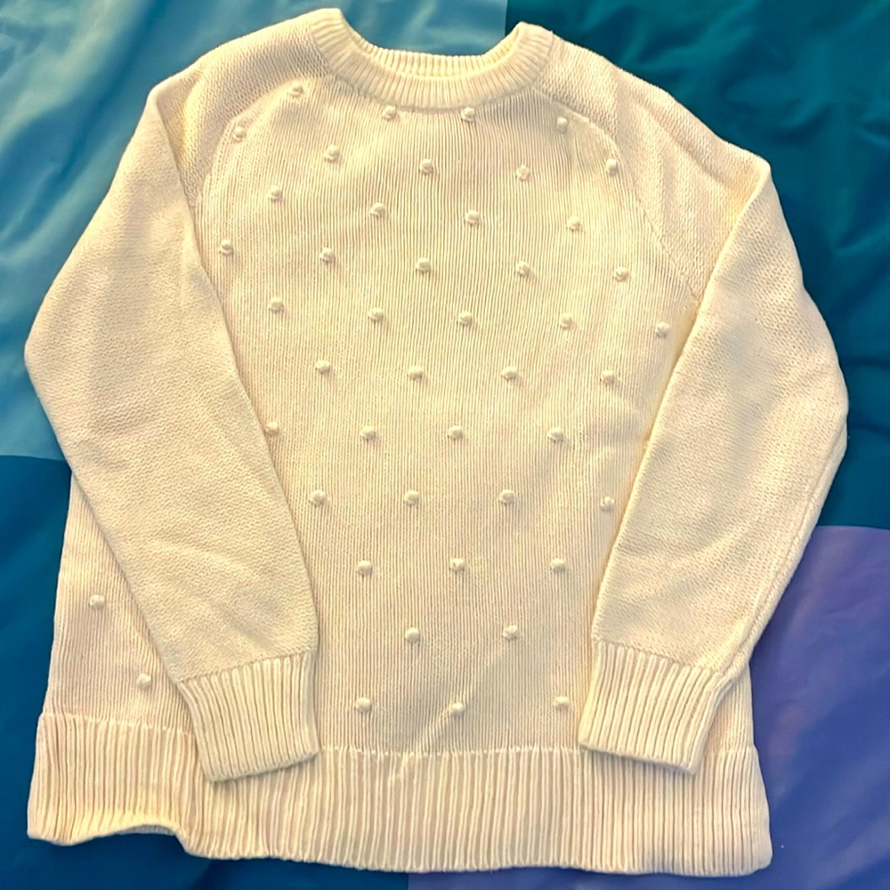 Old Navy Cream Textured Bobble-Knit Crew-Neck Sweater (Size S)
